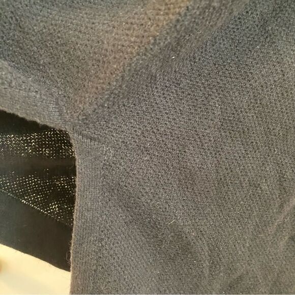 J. Jill black crew neck side slit button sleeve tunic sweater silk wool blend L - Picture 3 of 9